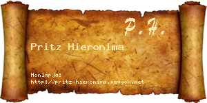 Pritz Hieronima névjegykártya